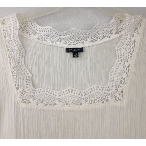 Talbots Womens Gauze Cotton Scalloped Crochet Lace Dress Coverup Beach Vacation - Picture 3 of 12